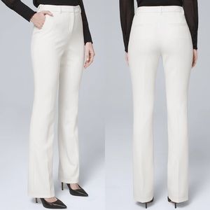 WHBM Luxe suiting bootcut pants ecru pockets 12